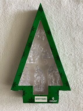 Festive Voice Nativity Figures Clear Plastic Christmas Display Set 6 Piece